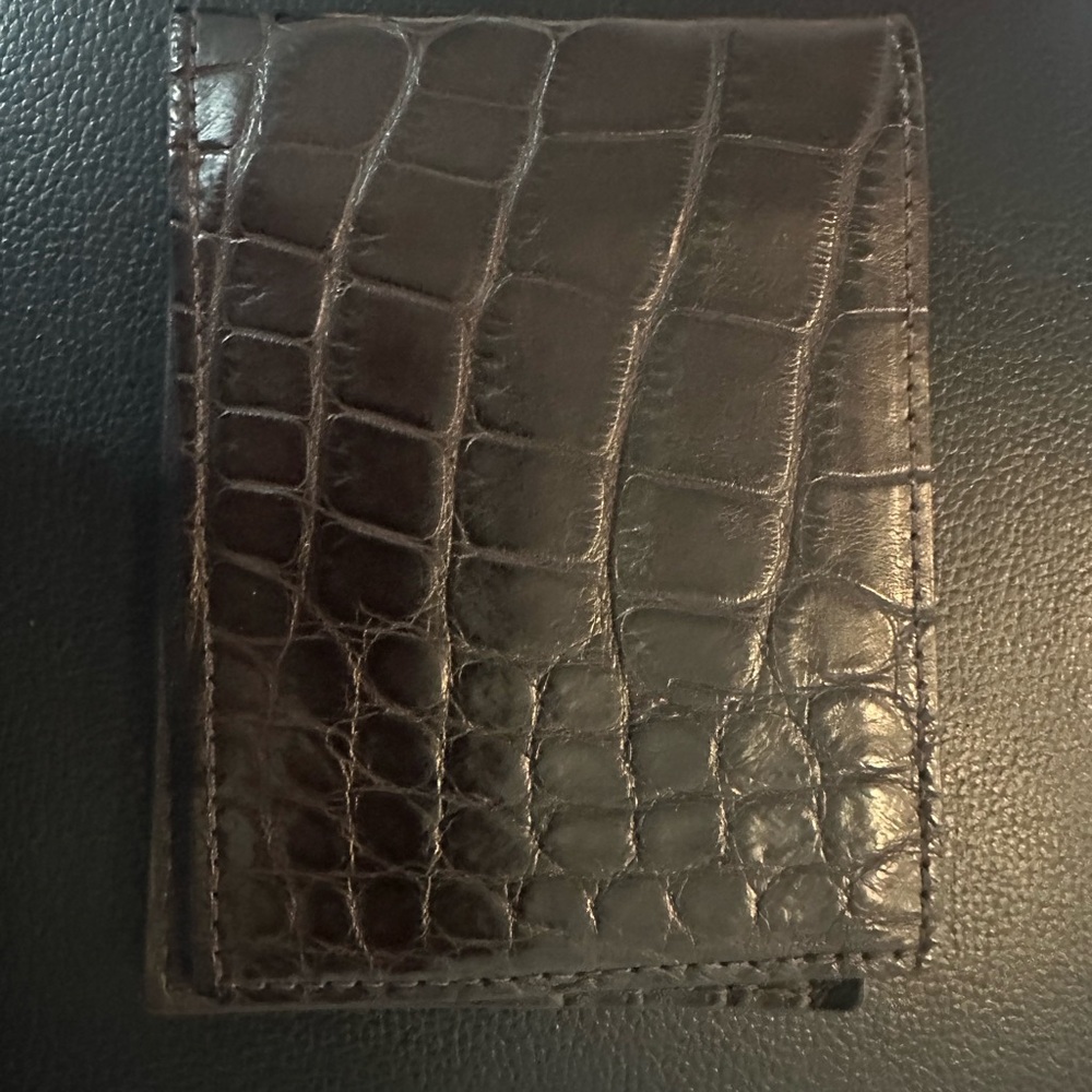 W. Kleinberg Dark Chocolate Brown Crocodile Skin Bifold Men’s Wallet